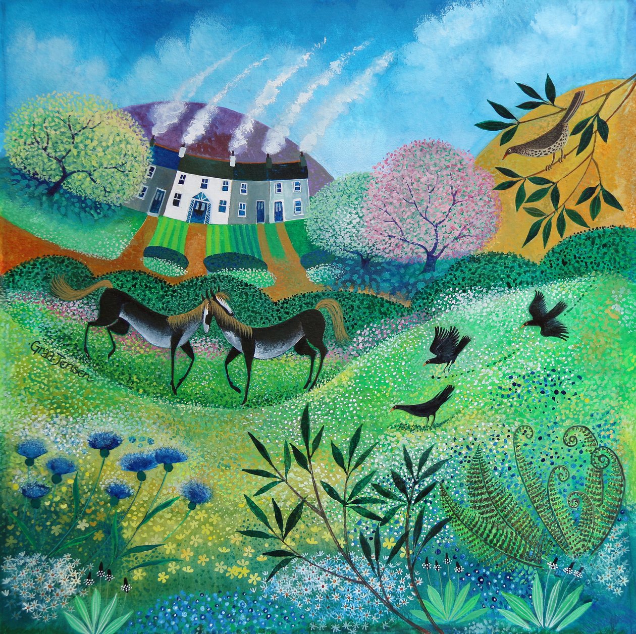Prado de flores silvestres, 2020 (acrílicos sobre papel) de Lisa Graa Jensen