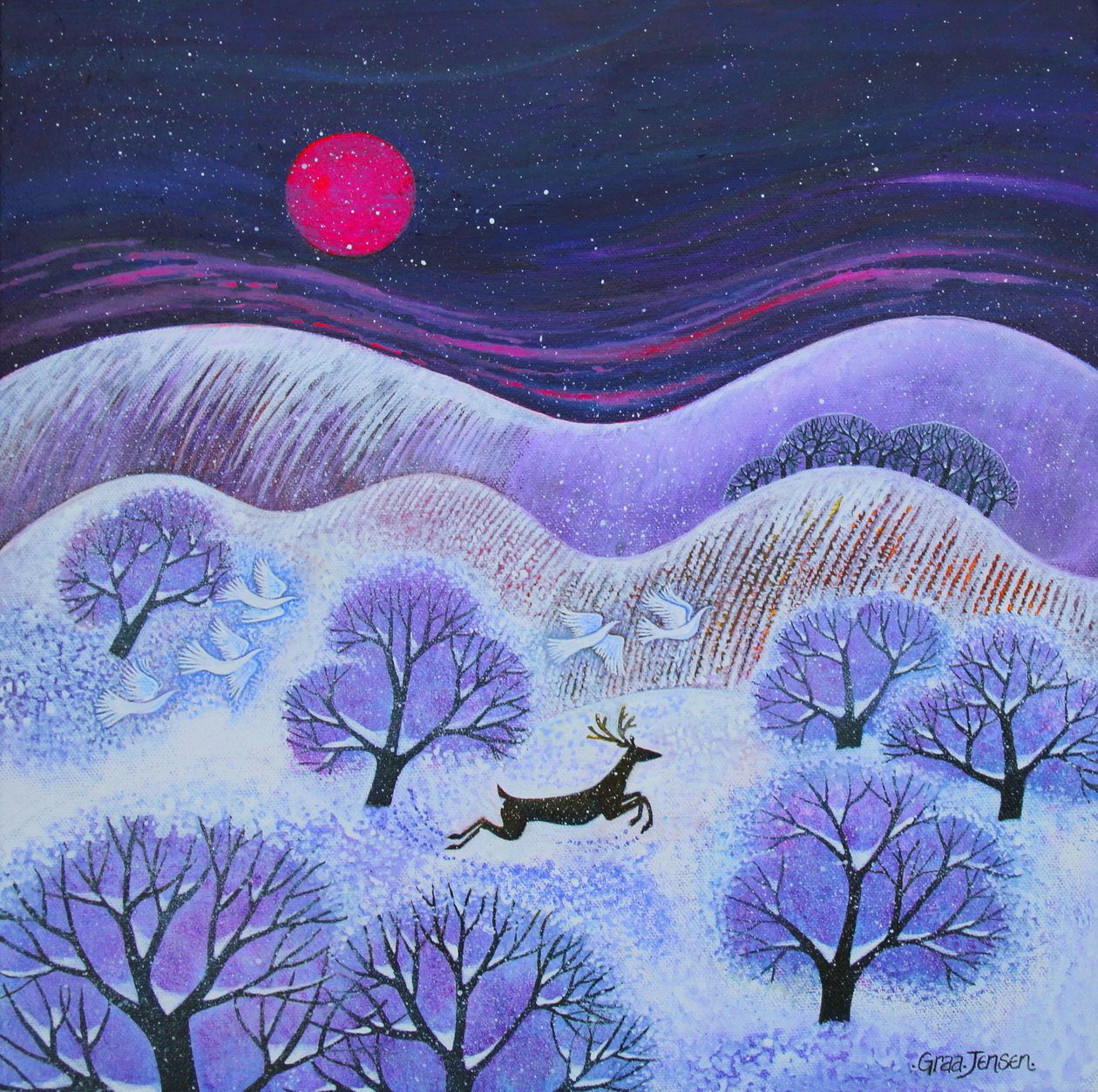 Veado de inverno, 2023 (acrílico sobre tela) de Lisa Graa Jensen