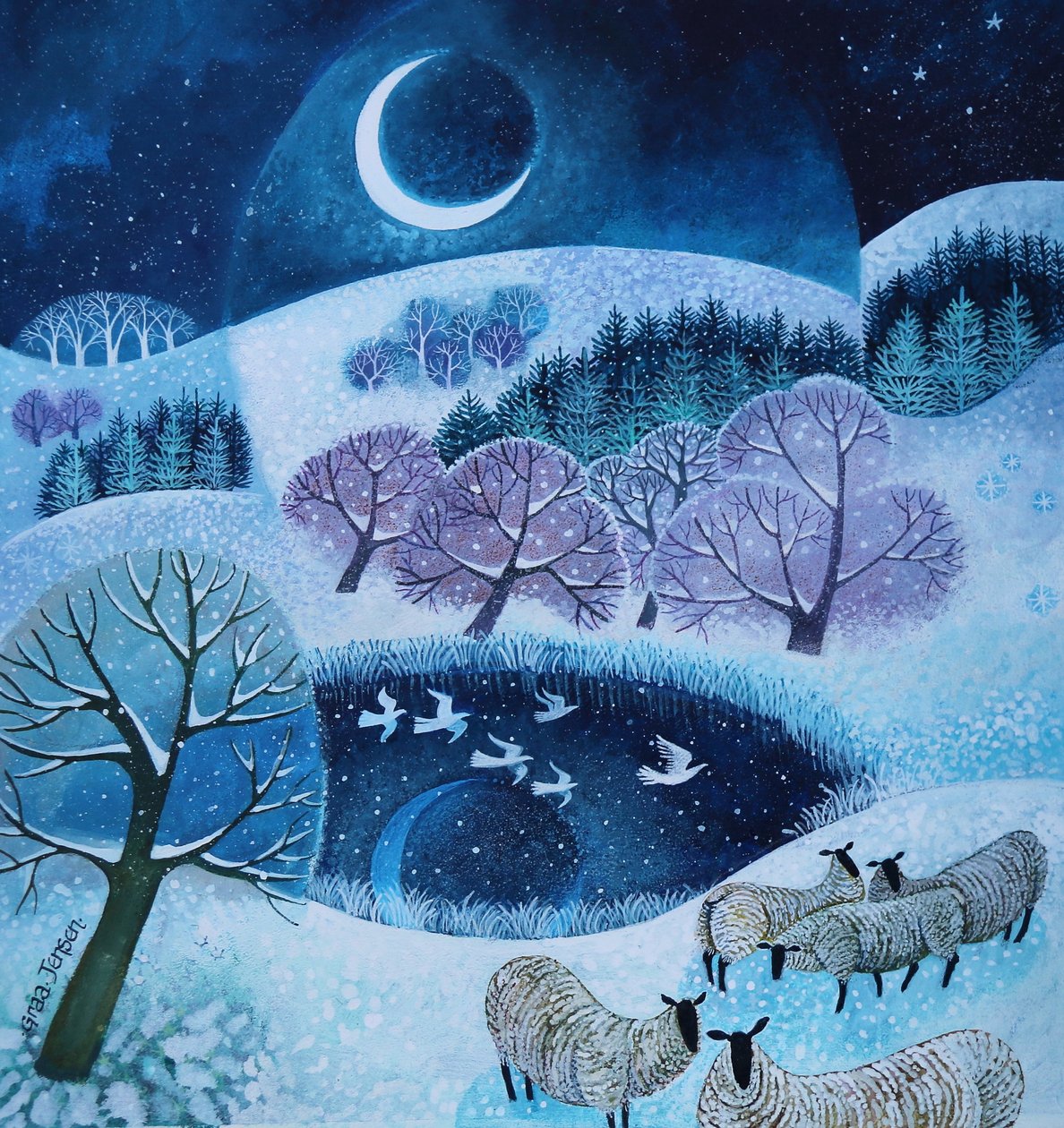 Wintery Hills, 2025 (acrílicos sobre linho) de Lisa Graa Jensen