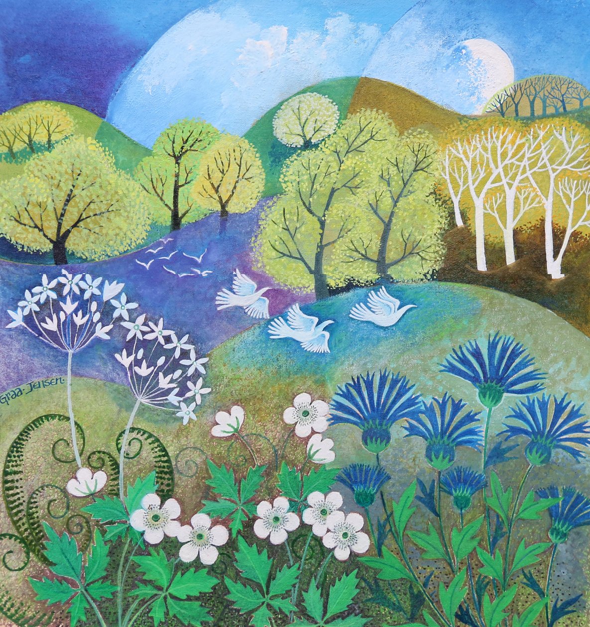 Anêmonas de Madeira,2021,(acrílicos sobre tela) de Lisa Graa Jensen