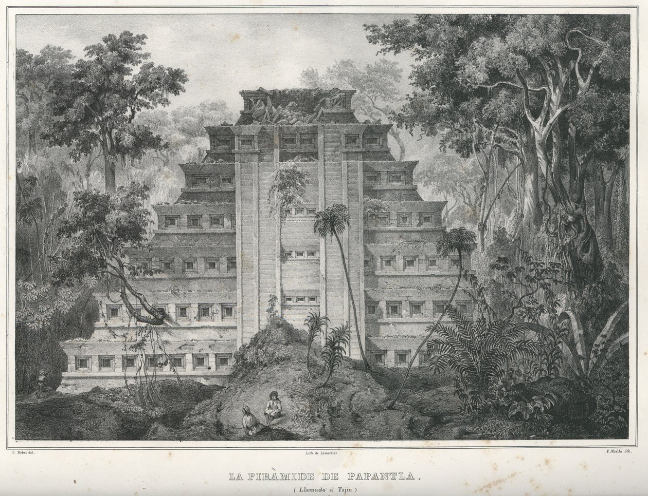 A pirâmide de Papantla, no México. de Frederic Mialhe