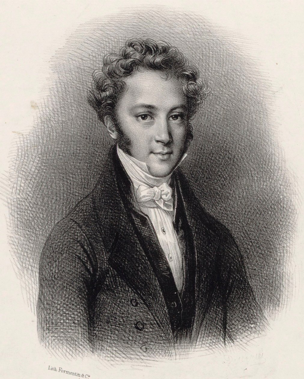 Retrato do pianista e compositor Ignaz Moscheles 1794-1870, c. 1830. de Lithographie Formentin et C..
