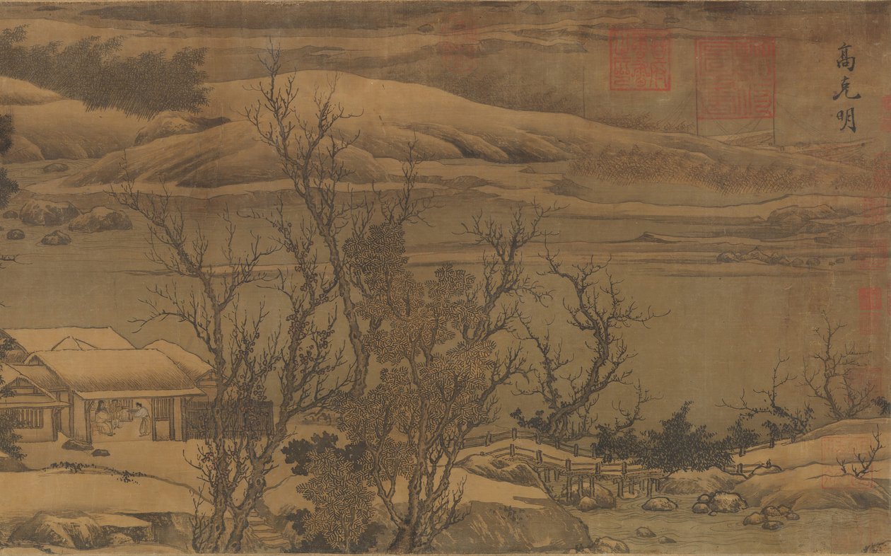 Córregos e montanhas sob neve fresca, ca. final do século 12 de Liu Songnian