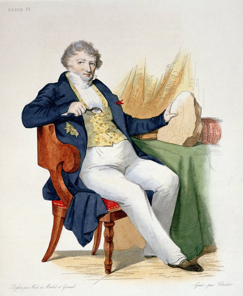 Georges Cuvier (1769-1832) ilustração do francês Plutarco por E. Mennechet, gravado por Chollet, 1835 de Lizinska Aimee Zoe de Mirbel