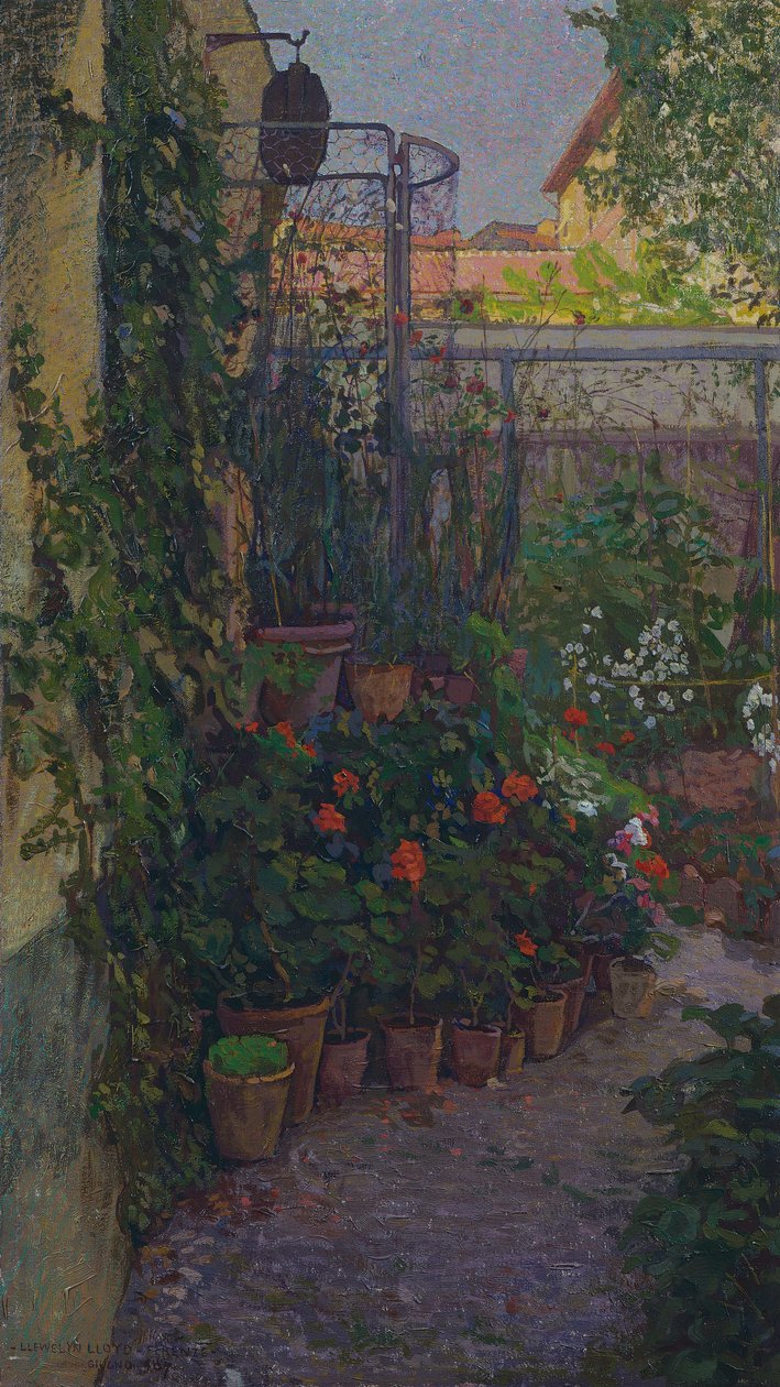 O tríptico ou jardim em flor (painel lateral) 1907 de Llewelyn Lloyd