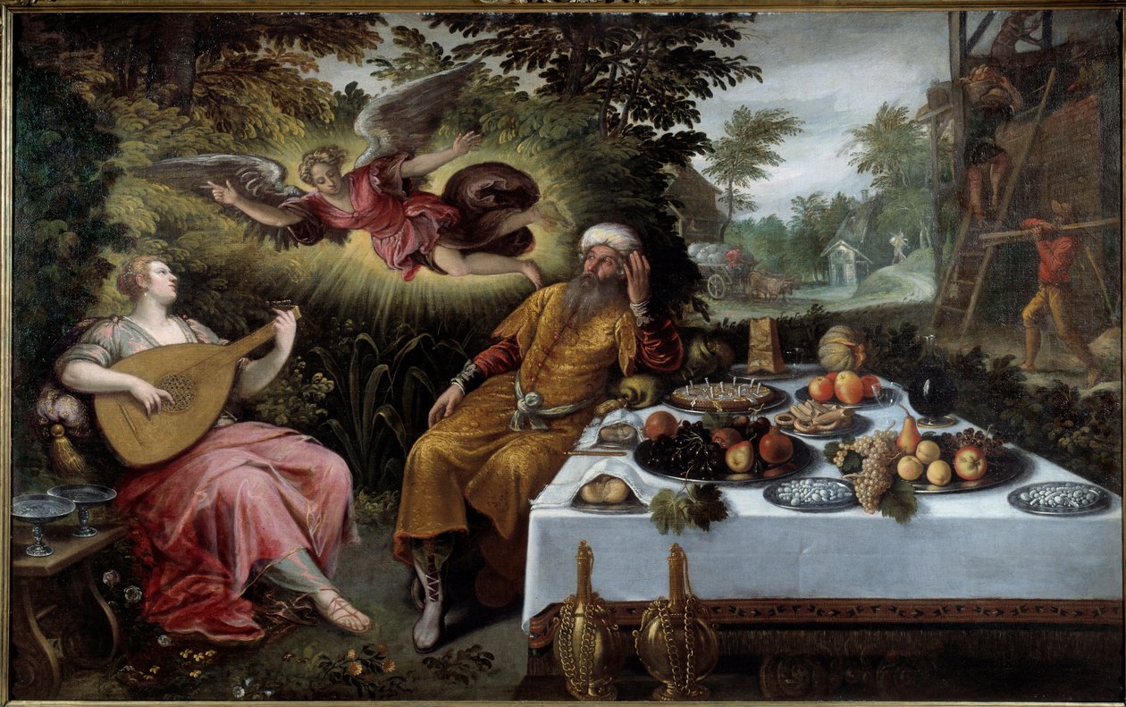 Vaidade de riquezas ou miséria melancólica. Pintura de Ludovico Pozzoseratto (1550-1610) de Lodewijk Toeput
