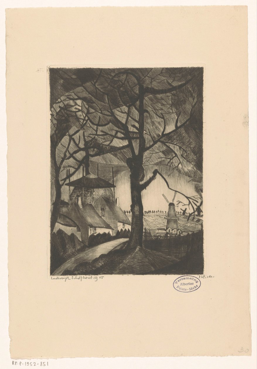 Fazenda Les Fermes (título original no objeto) de Lodewijk Schelfhout (signed by artist)