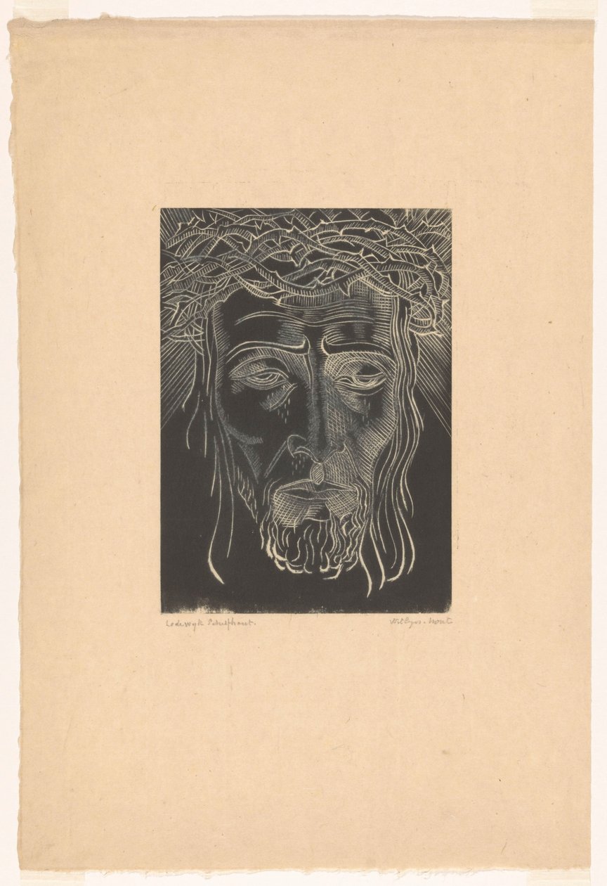 Cristo com coroa de espinhos de Lodewijk Schelfhout (signed by artist)