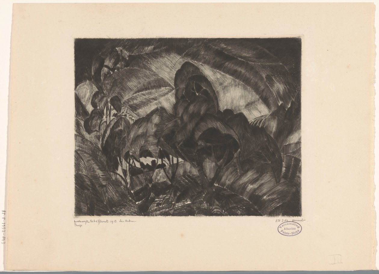 paisagem montanhosa com árvores Les Arbres (título original no objeto) de Lodewijk Schelfhout (signed by artist)