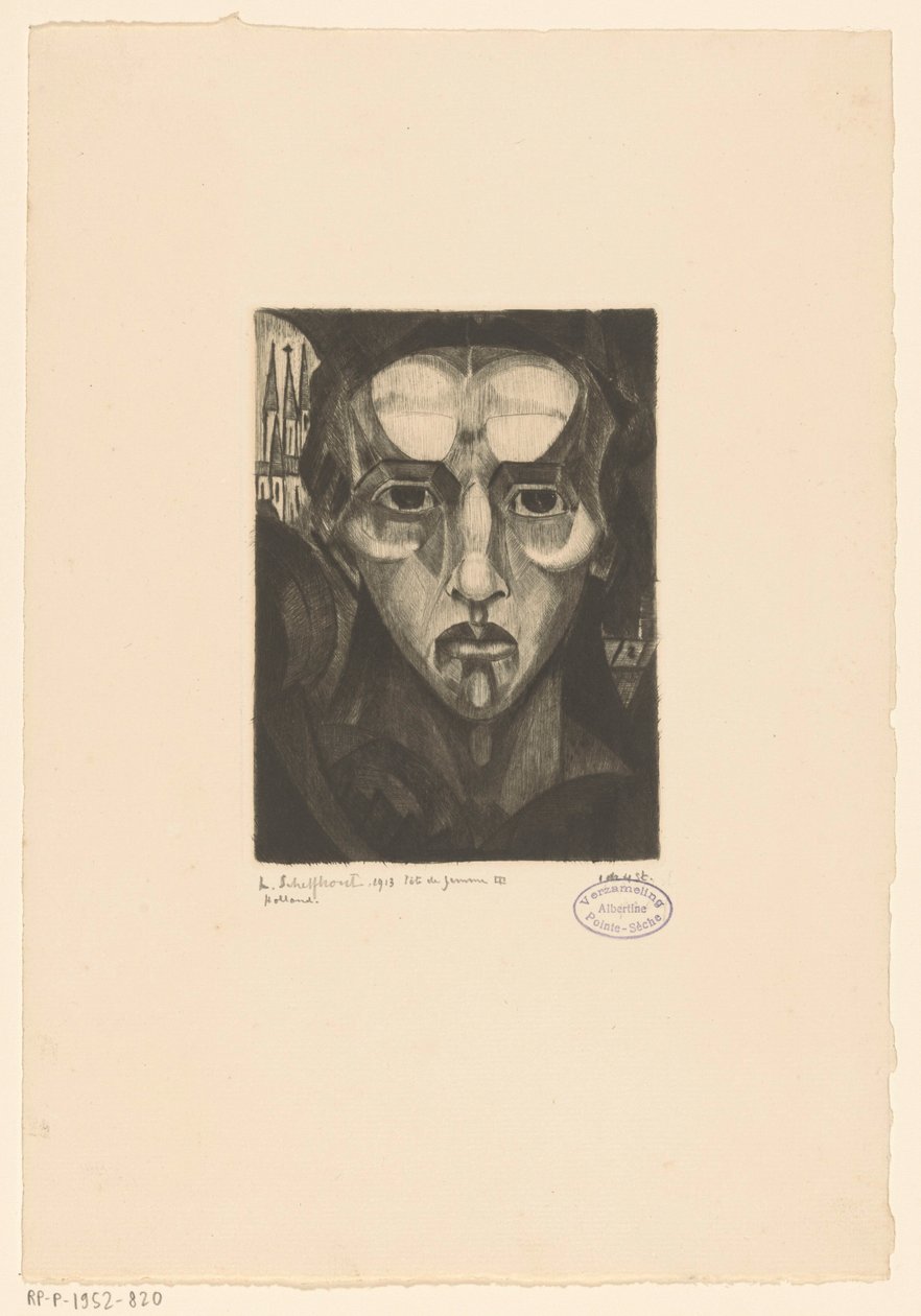 Cabeça de uma mulher Tête de femme III (título original no objeto) de Lodewijk Schelfhout (signed by artist)