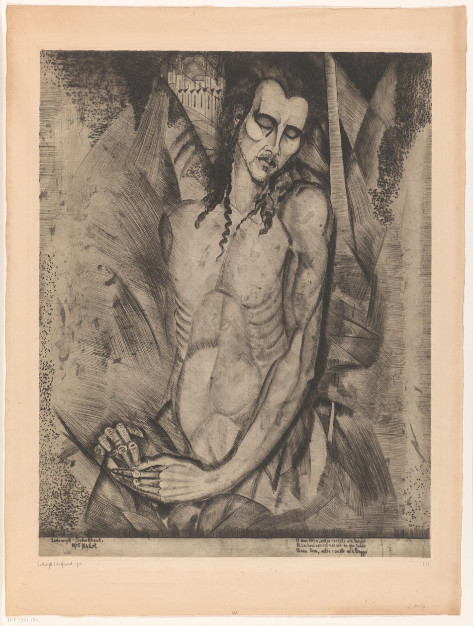 Homem nu com olhos fechados Le Martyr (título original) de Lodewijk Schelfhout (signed by artist)