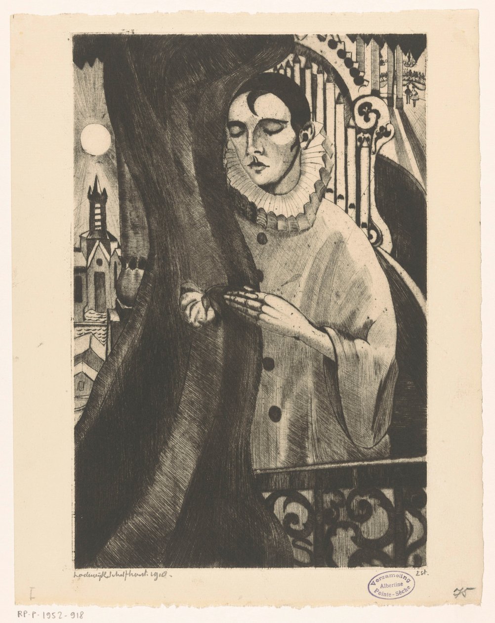 Pierrot II (título original) de Lodewijk Schelfhout (signed by artist)