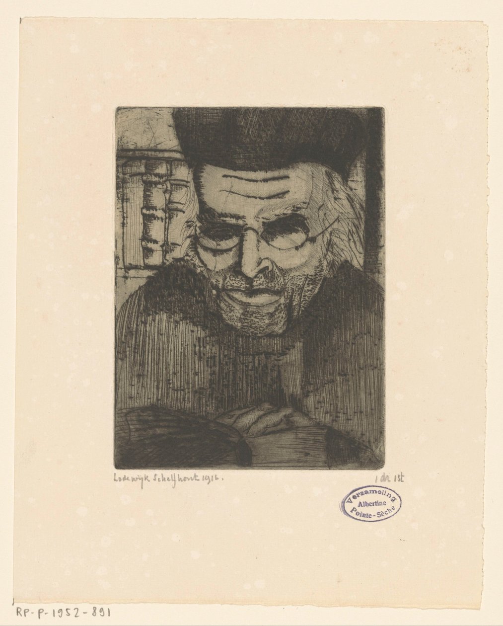 Retrato de G.J. Brinkman de Lodewijk Schelfhout (signed by artist)