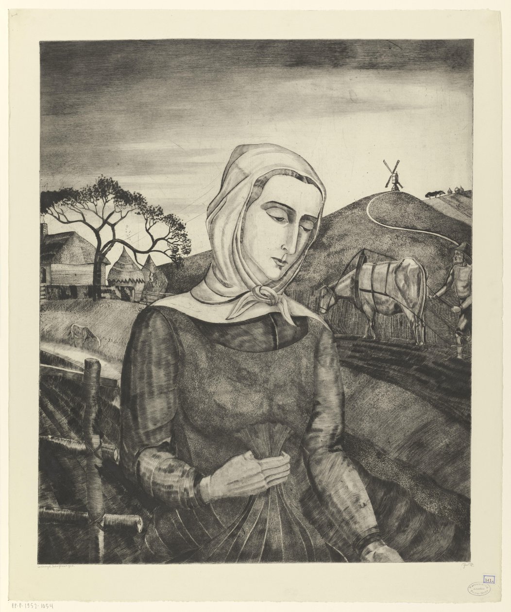 Fazendeiro flamengo em uma paisagem montanhosa Jeune fille Flamande (título original) de Lodewijk Schelfhout (signed by artist)