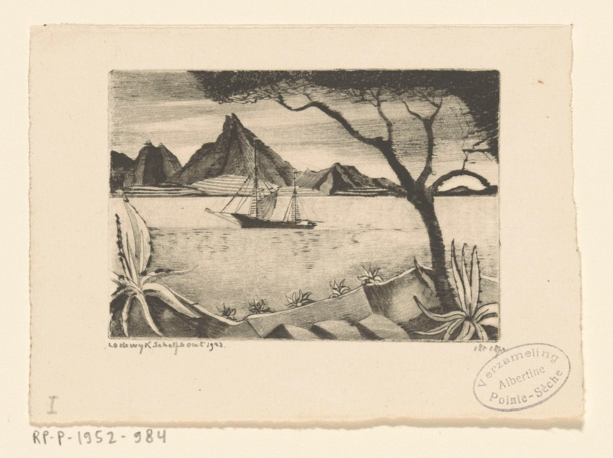 Veleiro em uma baía Le Bateau (título original) de Lodewijk Schelfhout (signed by artist)