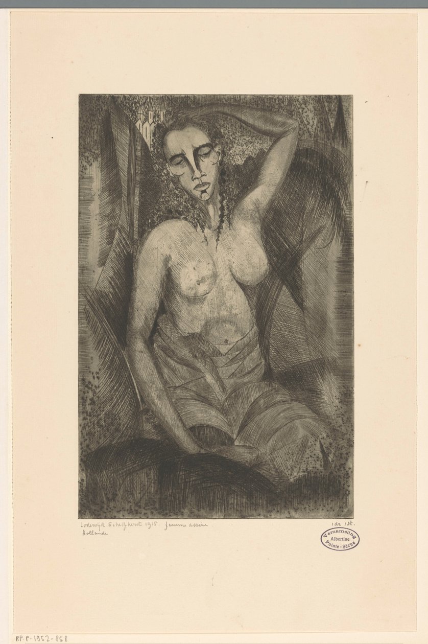 mulher sentada Femme assise (título original no objeto) de Lodewijk Schelfhout (signed by artist)