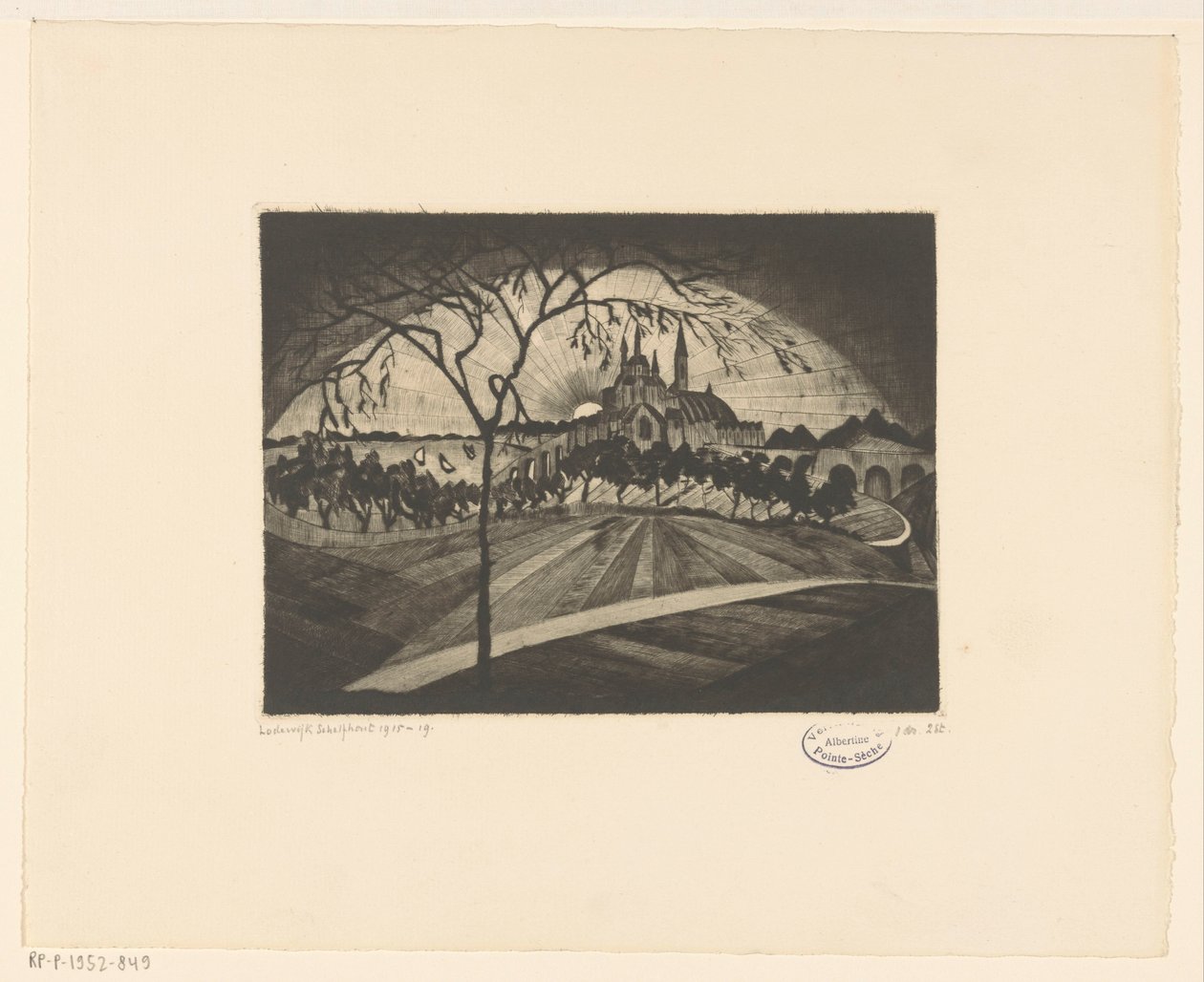 Pôr do sol Coucher de soleil (título original no objeto) de Lodewijk Schelfhout (signed by artist)