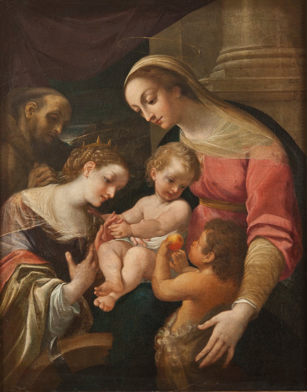O Casamento Místico de Santa Catarina, c.1600-30 de Lodovico after Carracci