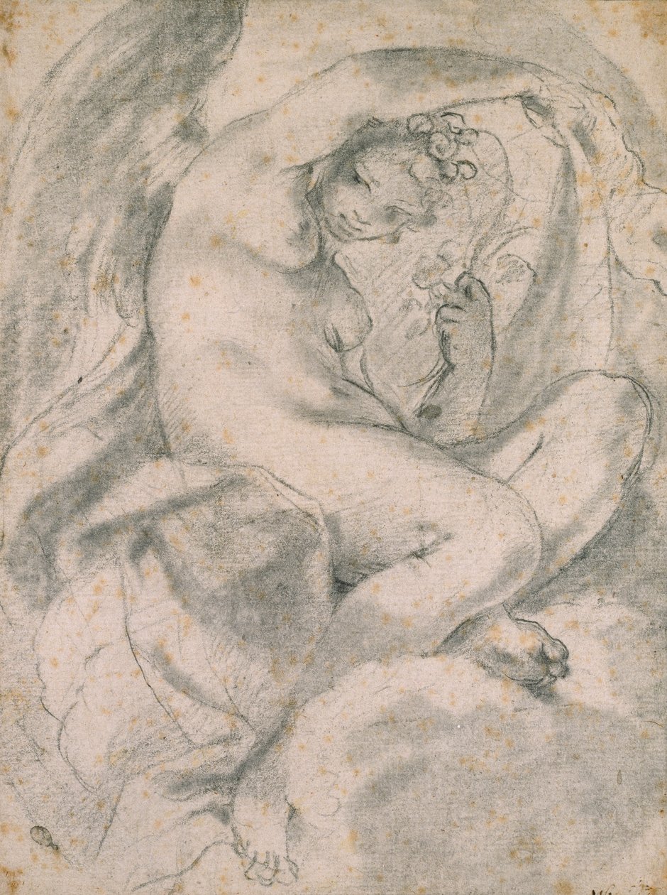 Uma Ninfa possivelmente Flora em meio a nuvens, 1575-1619 de Lodovico Carracci