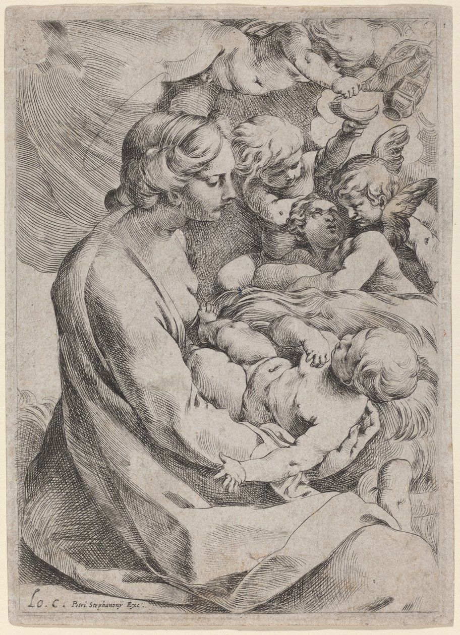 Madonna e criança com anjos de Lodovico Carracci