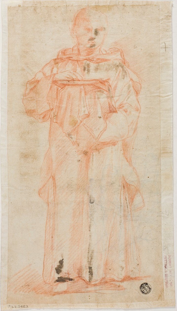 Monge em pé segurando hóstia e palen de Lodovico Carracci