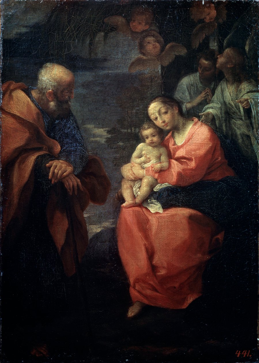 A Sagrada Família sob uma palmeira, Descanse em Fuga para o Egito, final do século XVI de Lodovico Carracci