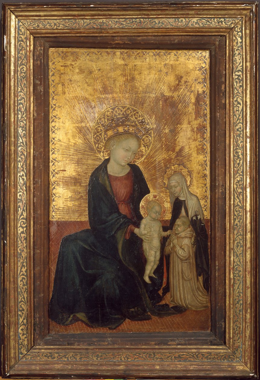 Madonna e criança com Santa Catarina de Siena e um doador cartuxo, ca. 1411-24. de Lombard Italian
