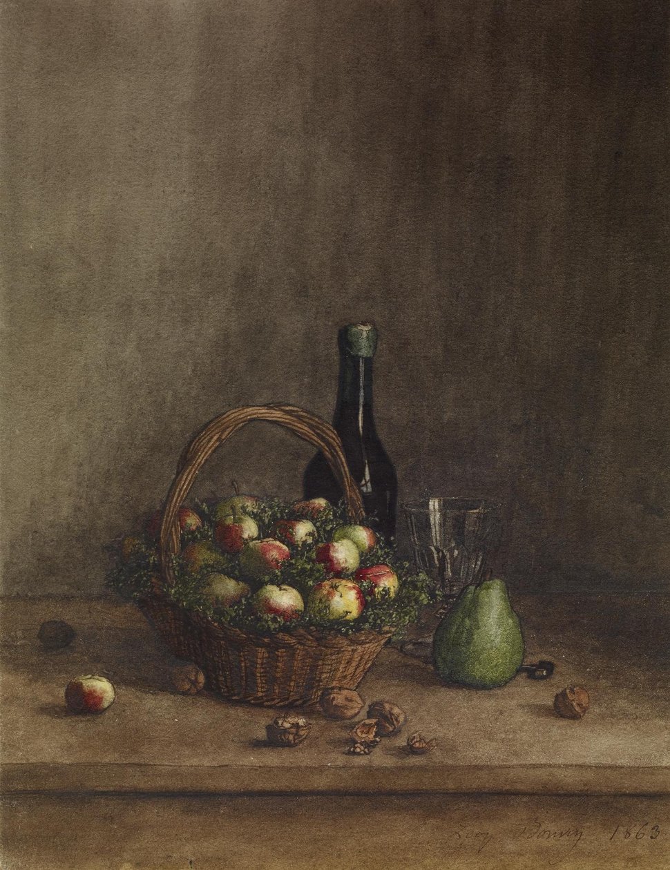 Ainda vida com vinho e frutas de Léon Bonvin