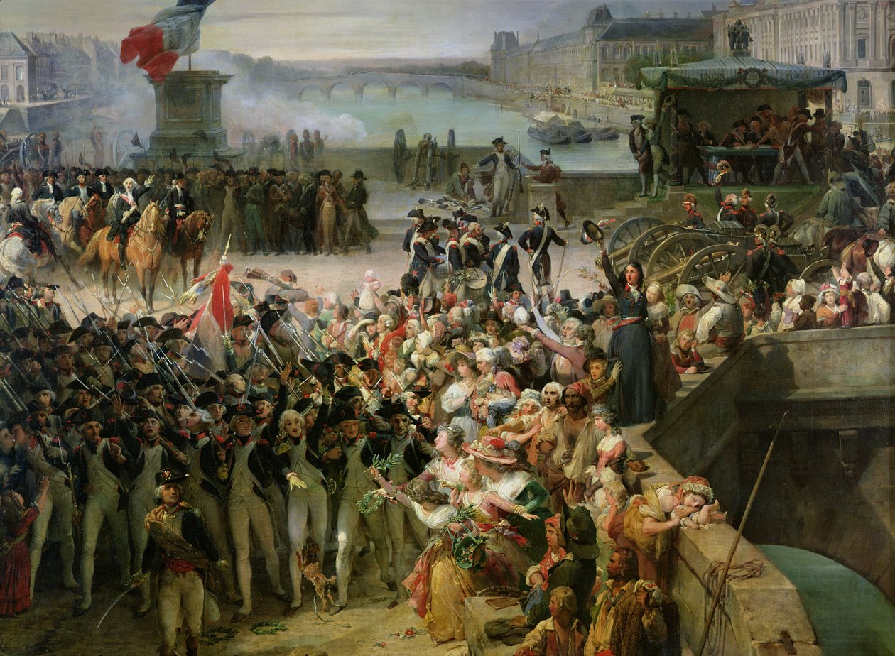 A Garde Nationale de Paris deixa para se juntar ao exército em setembro de 1792, c.1833-36 (detalhe de 34104) de Léon Cogniet
