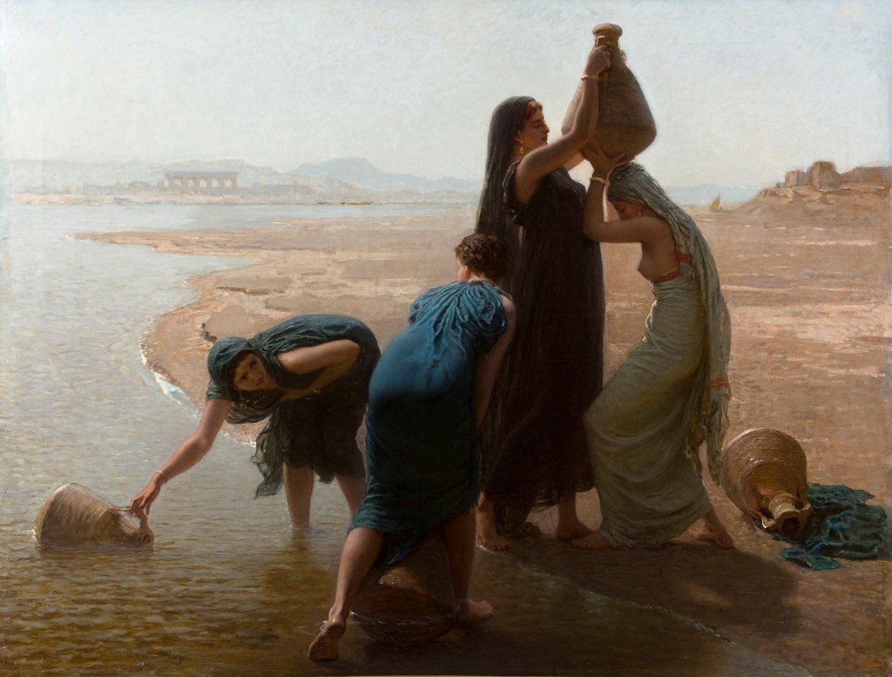 Francês:  Femmes fellahs au bord du Nil
Hebraico: נשים שואבות מים על שפת הנילוס de Léon Belly