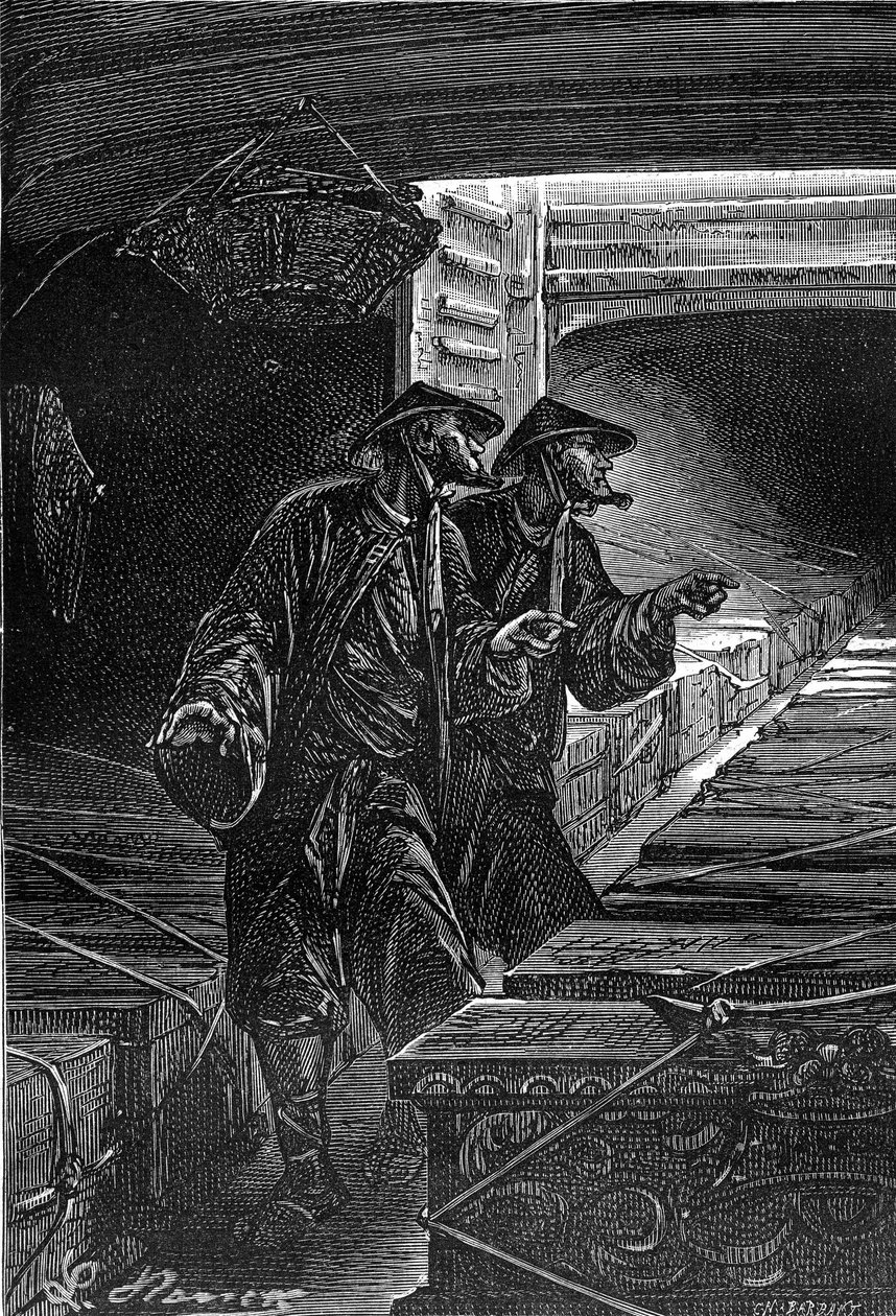 desenho de Leon Benett, a partir do livro de Júlio Verne "As tribulações de um chinês na China" - edição Hetzel. Viagens extraordinárias 1879. de Léon Benett