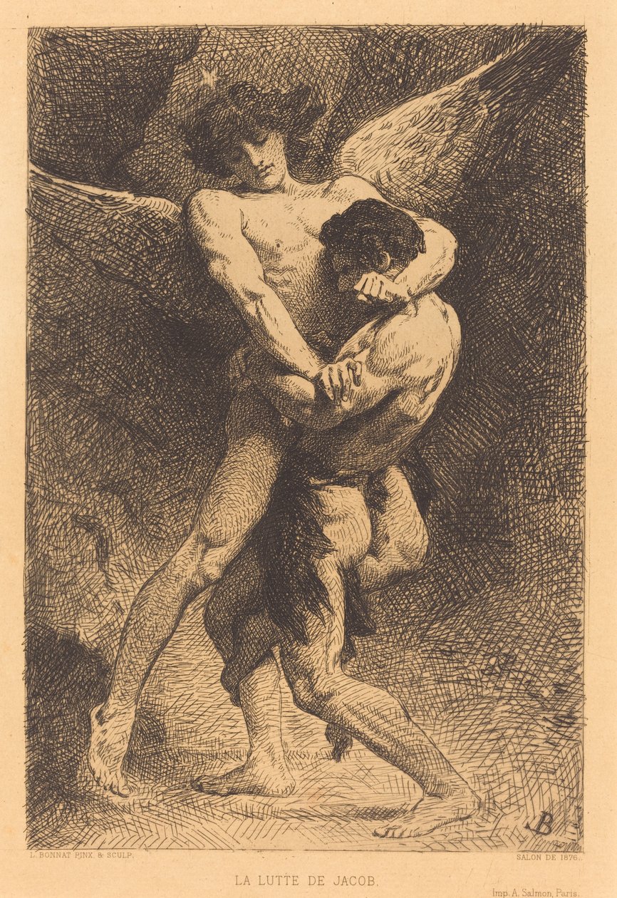 La Lutte de Jacob (Jacob Wrestling with the Angel) de Léon Bonnat
