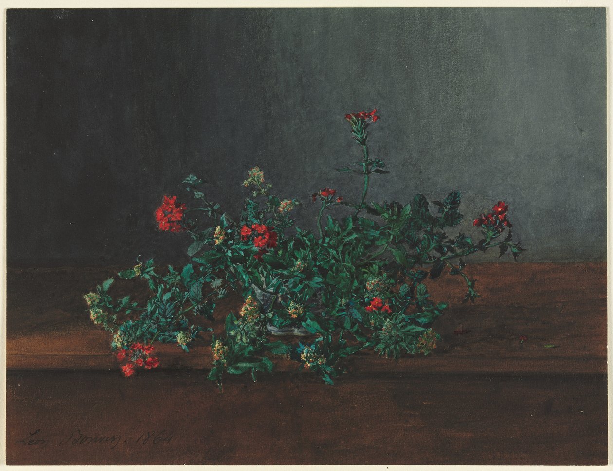 Ainda vida com flores silvestres, 1864. de Léon Bonvin