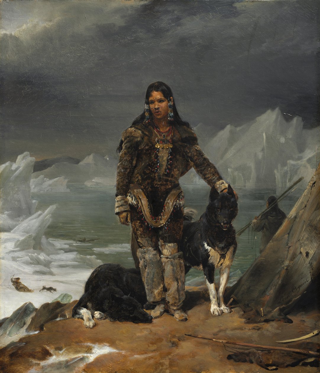 Uma mulher da terra dos esquimós de Léon Cogniet
