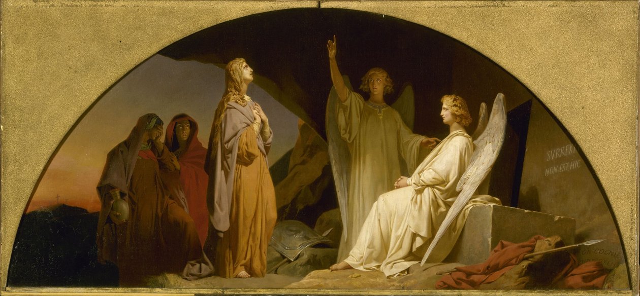 Esboço para a Igreja da Madalena: Sainte Madeleine au sépulcre, em 1842 (óleo sobre tela) de Léon Cogniet
