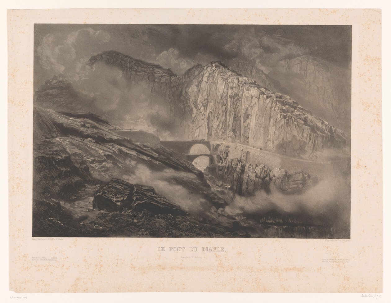 Vista da Ponte do Diabo no Passe de Gotthard
Le Pont du Diable, passage du St. Gothard (título sobre o objecto) de Léon Jean Baptiste Sabatier