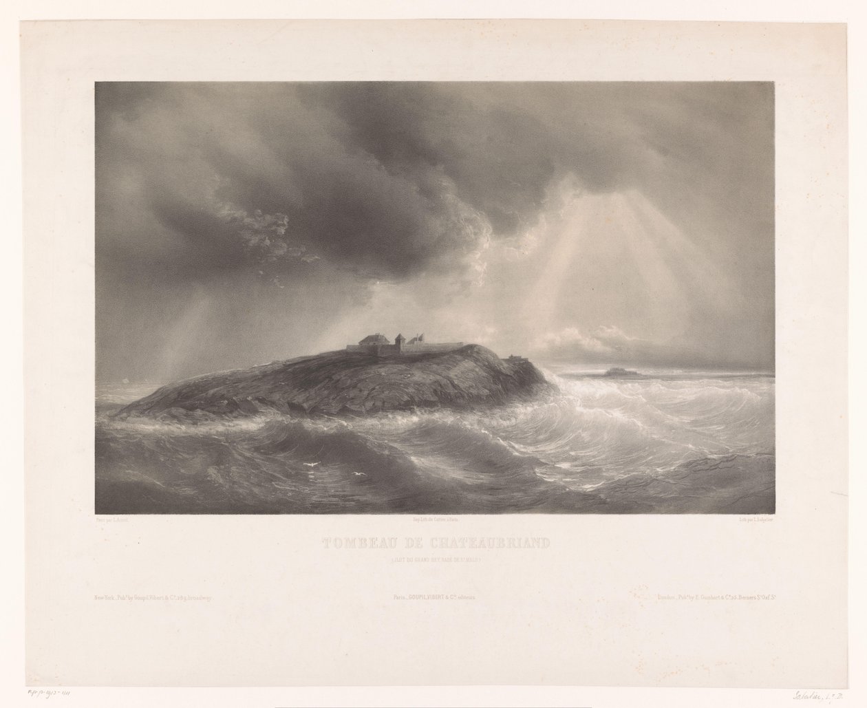 Graf van François-Rene de Chateaubriand Tumba de Chateaubriand (Ilot du Grand Bey, Rade de St. Malo) (título no objeto) de Léon Jean Baptiste Sabatier