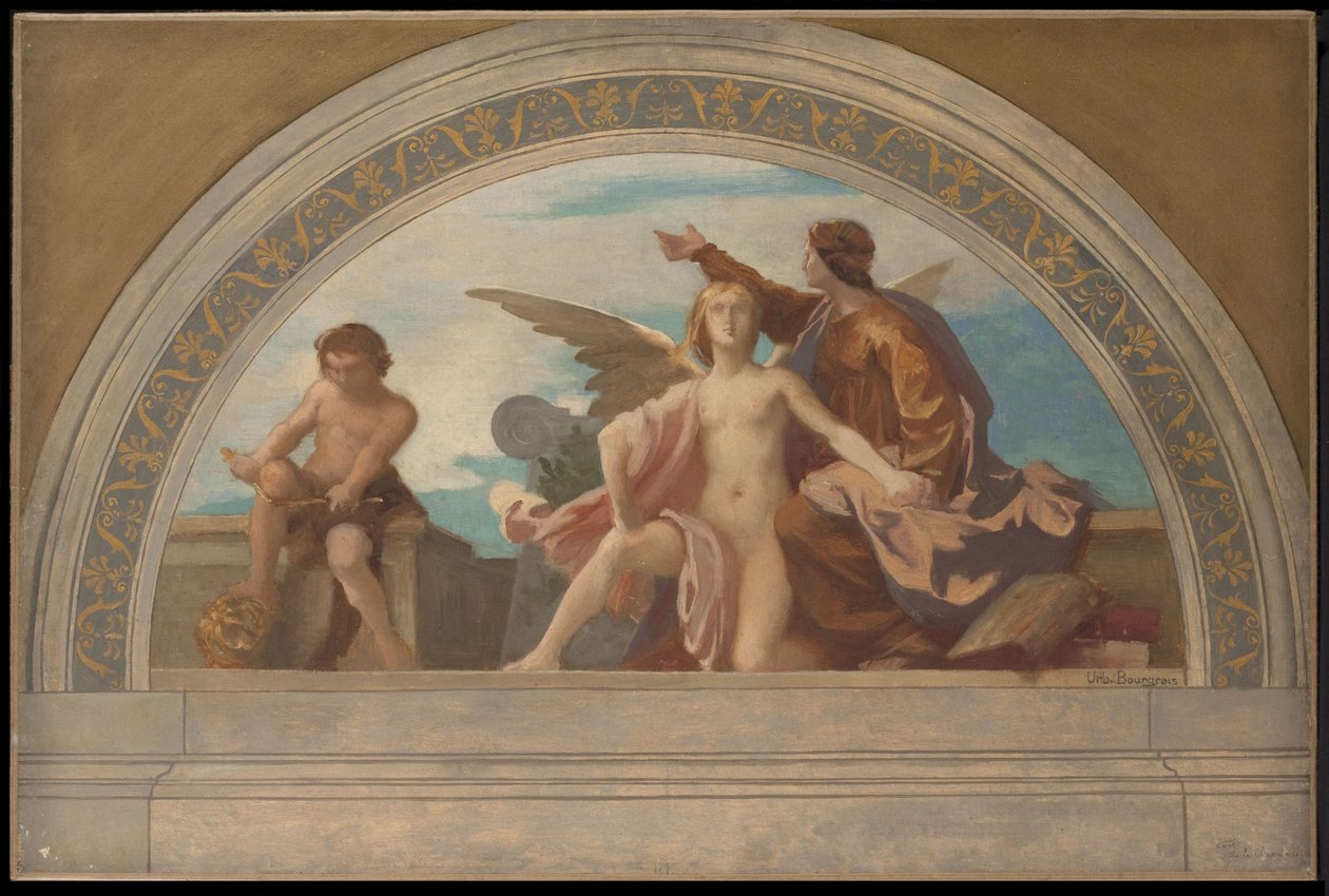 Esboço para o Salon des Lettres, Hôtel de Ville, Paris: A filosofia liberta o pensamento, c. 1890 (óleo sobre tela) de Léon Pierre Urbain Bourgeois