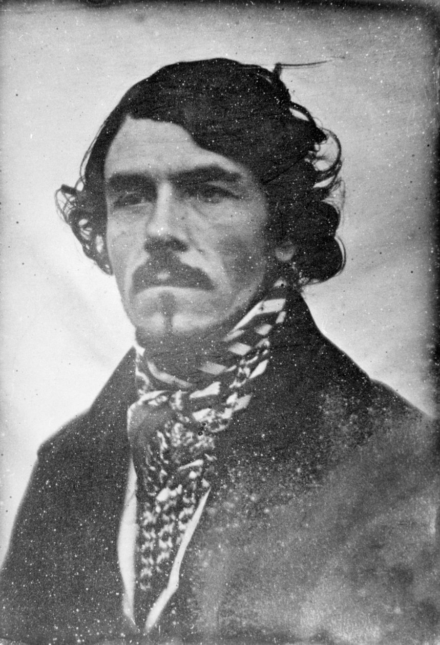 Retrato de rosto cheio de Eugène Delacroix, cabeça e ombros, 1842 (daguerreotype) de Léon Riesener