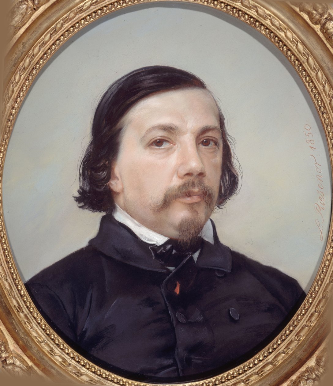 Retrato do poeta Théophile Gautier 1811-1872, 1850. de Léon Riesener