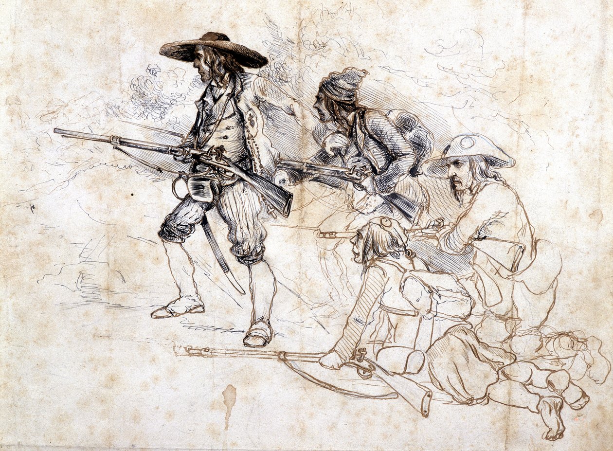 Soldados chouans - desenho de Léonce Pepetit, B.M. de Dinan de Léonce Justin Alexandre Petit