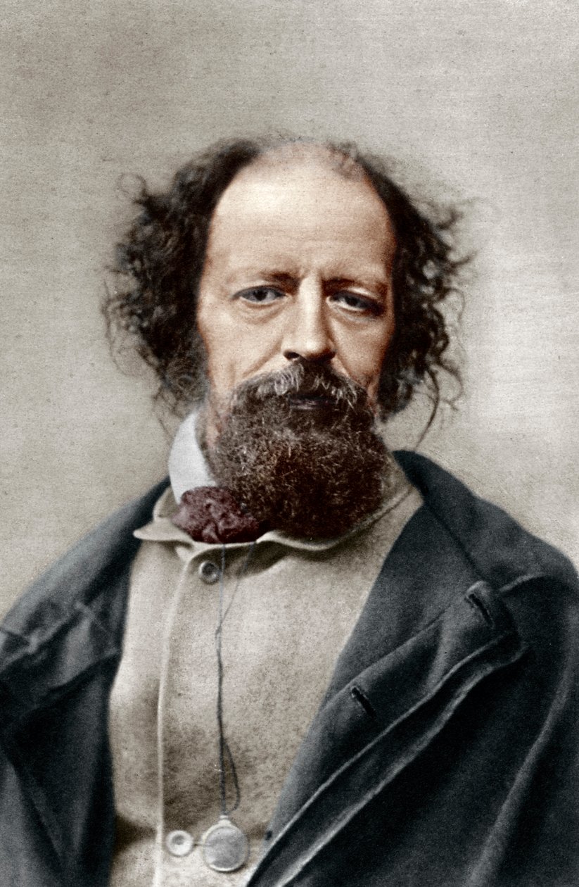 Alfred, Lord Tennyson, poeta laureado do Reino Unido, c1867. de London Stereoscopic and Photographic Co