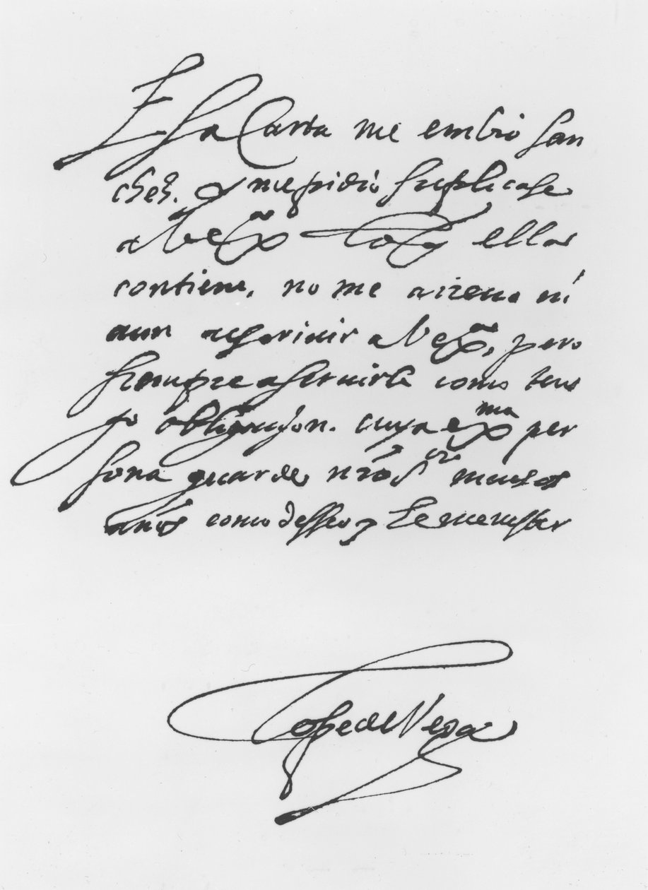 Carta assinada de Lope Felix de Vega Carpio