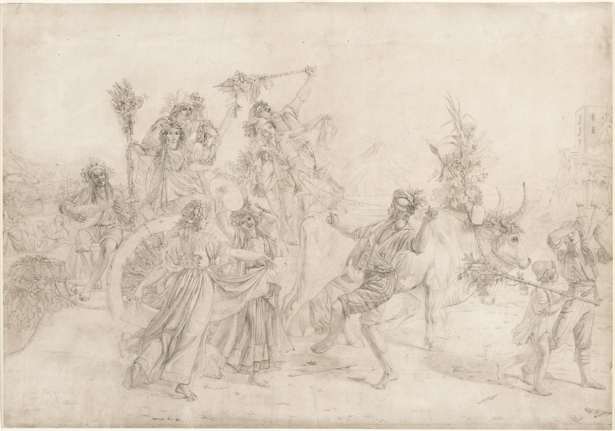 Peregrinos retornando do dia da festa da Madonna dellArco, 1827. de Léopold Robert