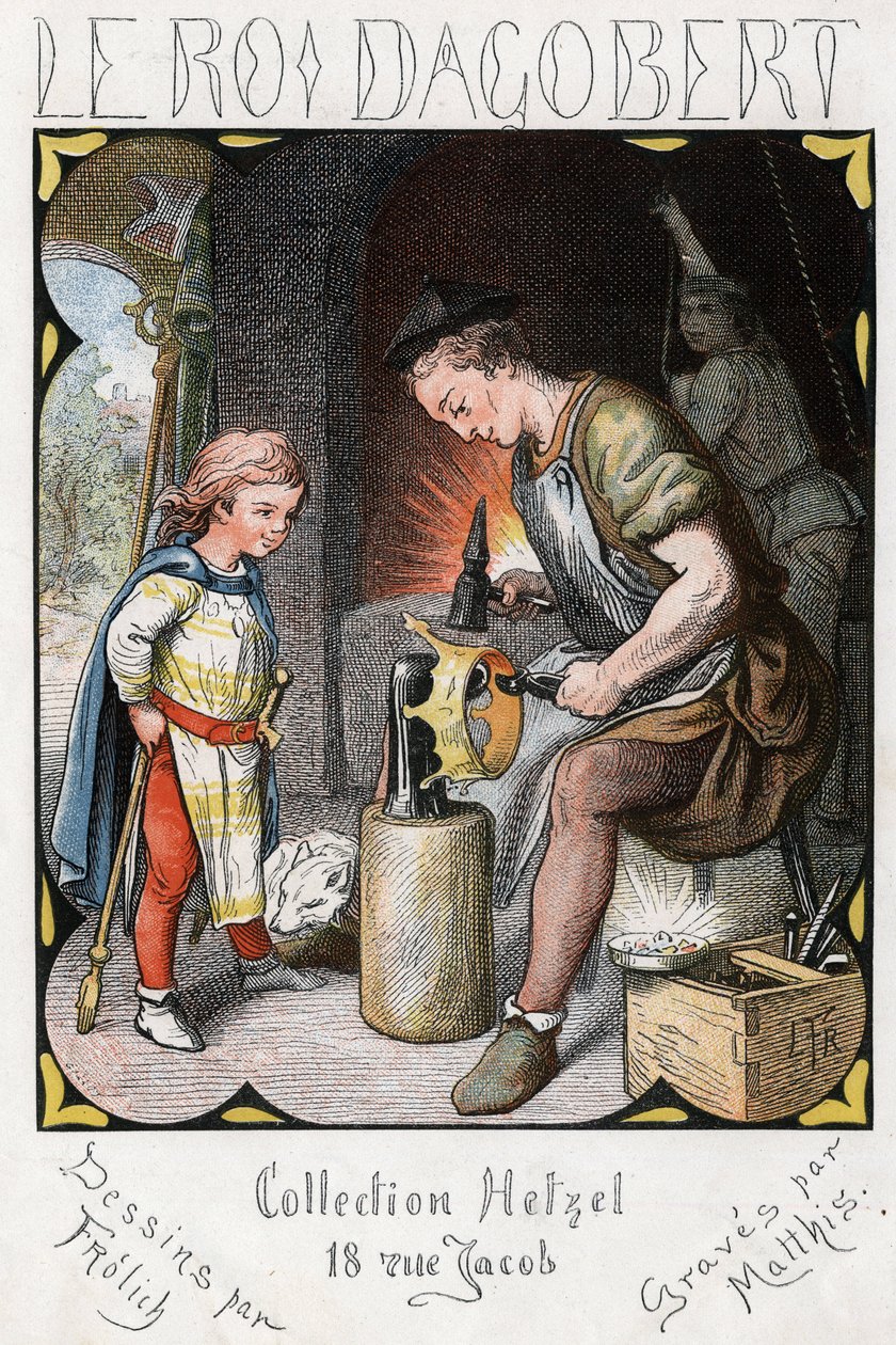 Ilustração de Lorenz Frolich (1820-1908) para a popular canção "O Bom Rei Dagobert". Edição J. Hetzel.Por volta de 1880. de Lorens Frolich
