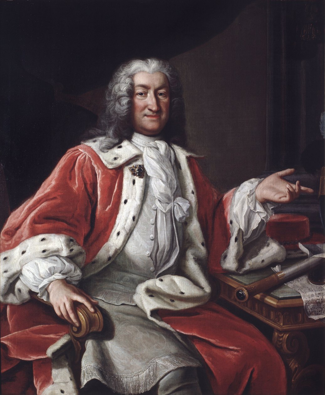 Conde Arvid Horn, soldado sueco, político, diplomata e presidente da chancelaria do conselho privado - Retrato do Conde Arvid Horn (1664-1742), de Pasch, Lorenz, o Ancião (1702-1766). Óleo sobre tela. Dimensão: 131x110 cm. Nationalmuseum Estocolmo de Lorentz the elder Pasch