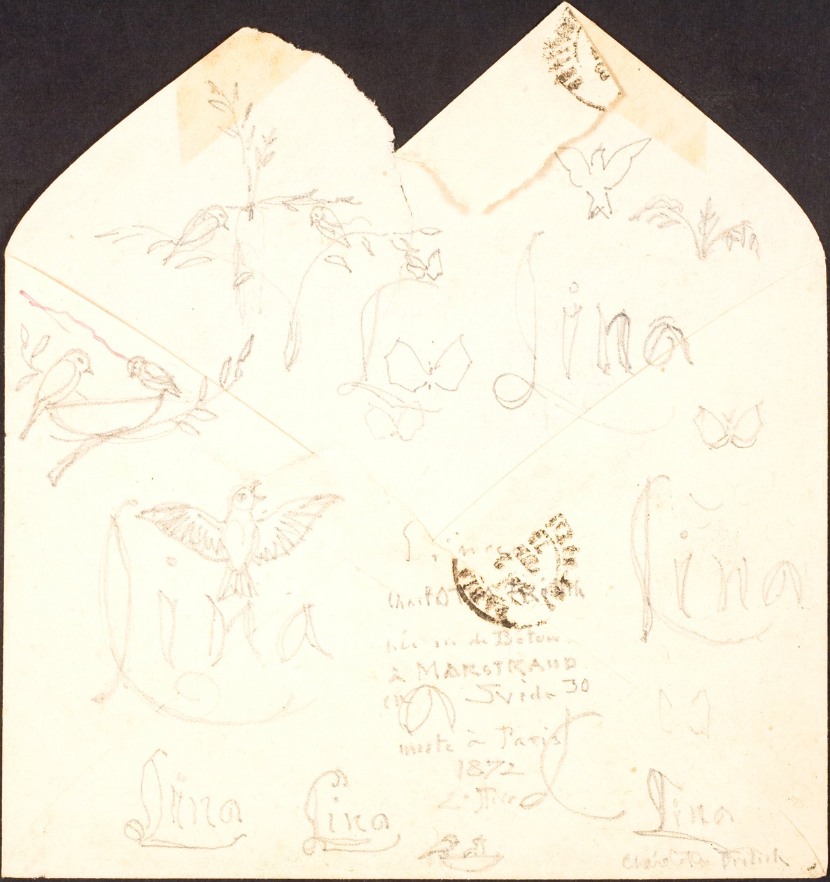 Envelope com desenhos de Lorenz Frølich
