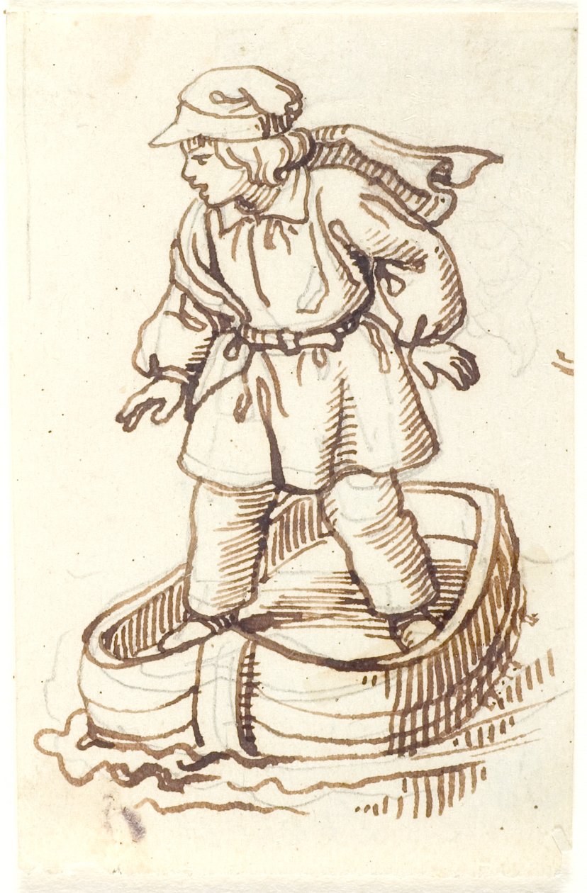 Menino de pé em um barco de Lorenz Frølich