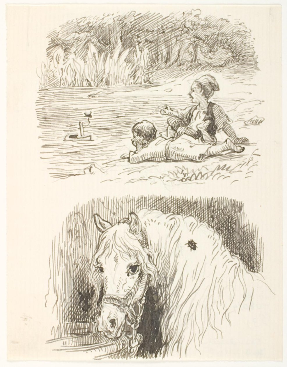 Dois rascunhos de ilustrações para Skarnbassen de Lorenz Frølich