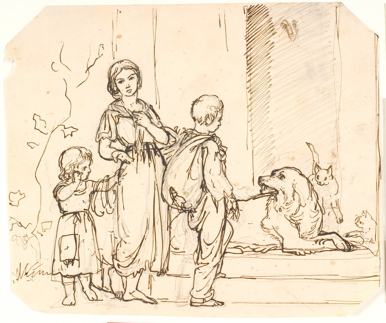 Três crianças mendigos de Lorenz Frølich